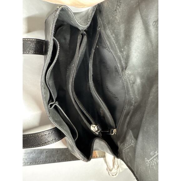 Y2k vintage pebble black leather FOSSIL Satchel PURSE handbag/tote #ZB9061 - Picture 8 of 9